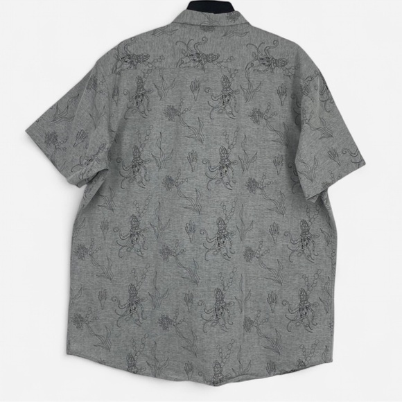 Molokai Surf Co Mens Size XL Button Down Shirt Gray Under the Sea Print Shirt - Picture 3 of 5